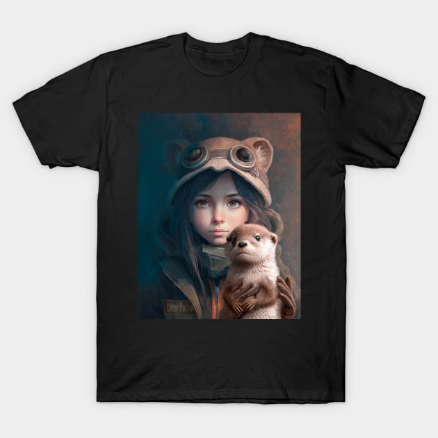 Girl and otter T-Shirt by KIDEnia